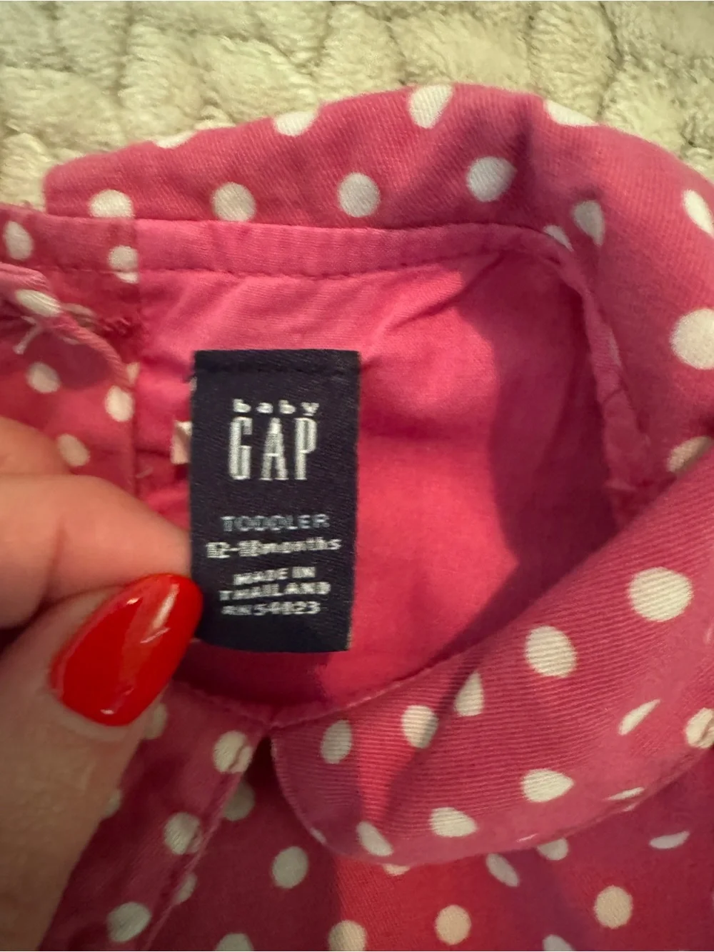 GAP Pink Cotton Polka Dot Dress with Navy Belt Size 12-18 Months